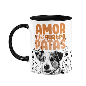 Caneca - Amor de quatro patas - Jack Russell - B-black