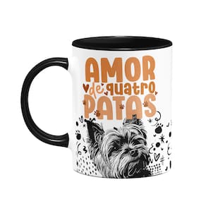 Caneca - Amor de quatro patas - Yorkshire - B-black