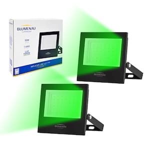 2x Refletor Holofote 50w Prova Dágua Luz Verde Ip66 Jardim
