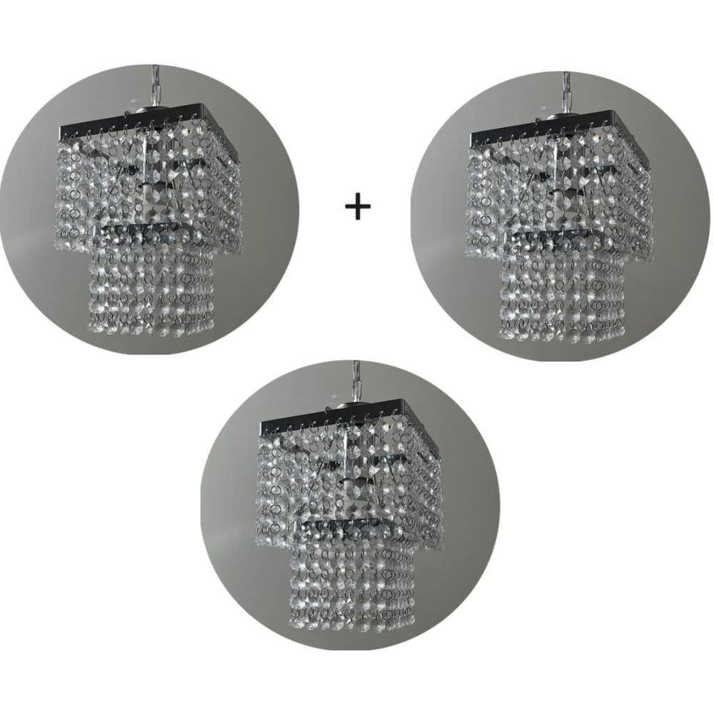 Kit 3 Lustre Pendente De Cristal Acrilico