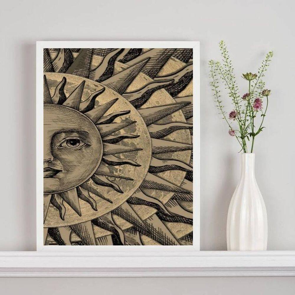 Quadro Decorativo Mistico Sol - Metade 45X34Cm - Com Vidro