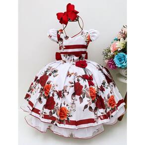 Vestido Infantil Vermelho Floral Aplique Flor Luxo FLoristas Sku: 2756VM Categoria: BELLA CHILD 4 ao 16VESTIDOS 4 ao 16 Marca: Bella Child