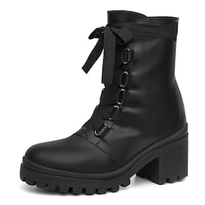Bota Feminina Cano Alto Tratorada Salto Bloco Dia a Dia