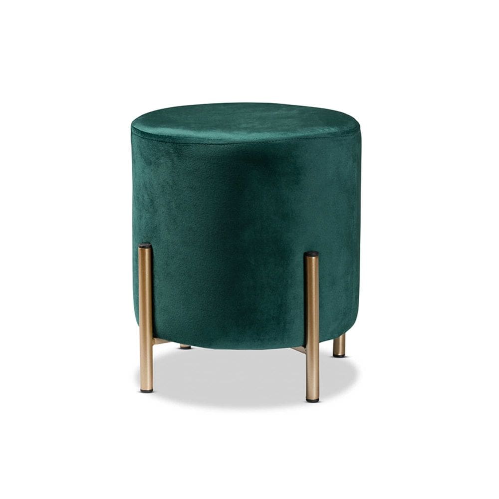 Tecido de veludo verde Ottoman Baxton Studio Thurman com metal dourado