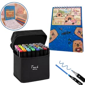 Canetinhas 48 Cores Livro Pintar Capivara Fofa 50 Paginas Divertida Pintura Estojo Colorir Lazer