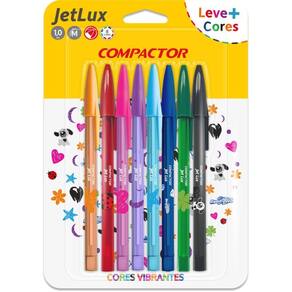 Caneta Esferográfica 1.0mm Jet Lux 8 Cores - Compactor