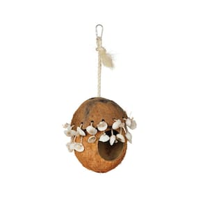 Brinquedo para pássaros Prevue Hendryx 62802 Naturals Coco Hideaway com conchas