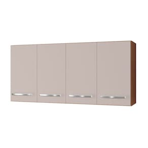 Armário Aéreo de Cozinha 1,20m com 4 Portas Mara Savana/Off White - Moblis