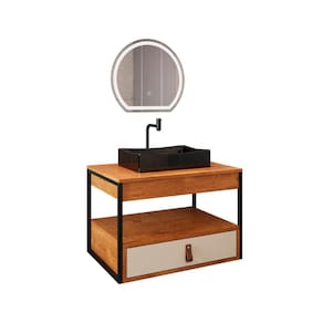 Gabinete Harley com Cuba Torneira Espelho Redondo LED 50cm
