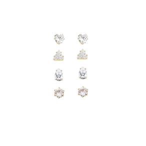 Kit 4 Pares De Brincos Ponto De Luz Banhado Em Ouro 18k