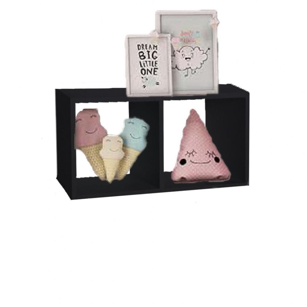 Nicho Duplo 60X30X20 cm Em Mdf Preto