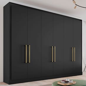 Guarda-Roupa Casal Argos 6 Portas 6 Gavetas 100% Mdf Preto/Off White - Mademarques