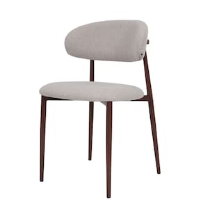 Cadeira Lucy Com Estofado em Linho Cinza e Estrutura Metálica para Ambientes Clássicos e Modernos
