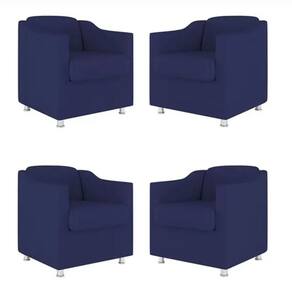 Kit 4 Poltronas Bia Decorativa Reforçada Recepção Clinica Salão Sala De Estar Suede