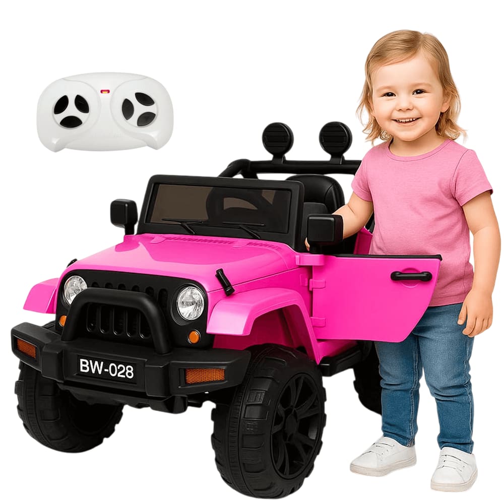 Mini Carro Elétrico Jipe Importway Rosa 12V com Controle Remoto
