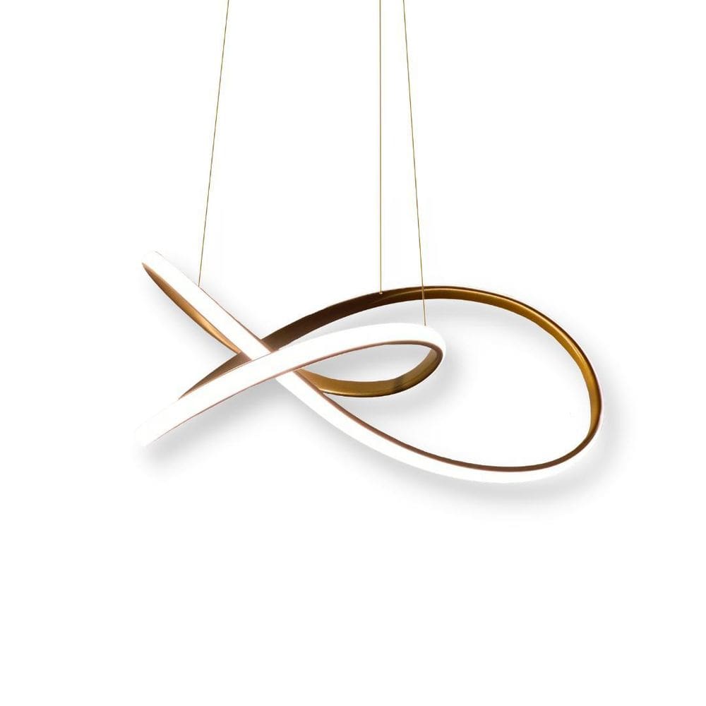 Lustre Luminaria Pendente Dourado Led 3000K Quente 60W 70Cm