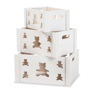 Conjunto de caixas de armazenamento Baxton Studio Sagen Modern White Wood