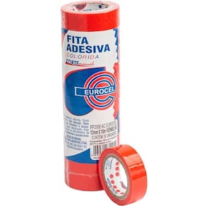 Fita Adesiva Pp 2000 12Mmx10M Vermelha 10 Rolos - Eurocel