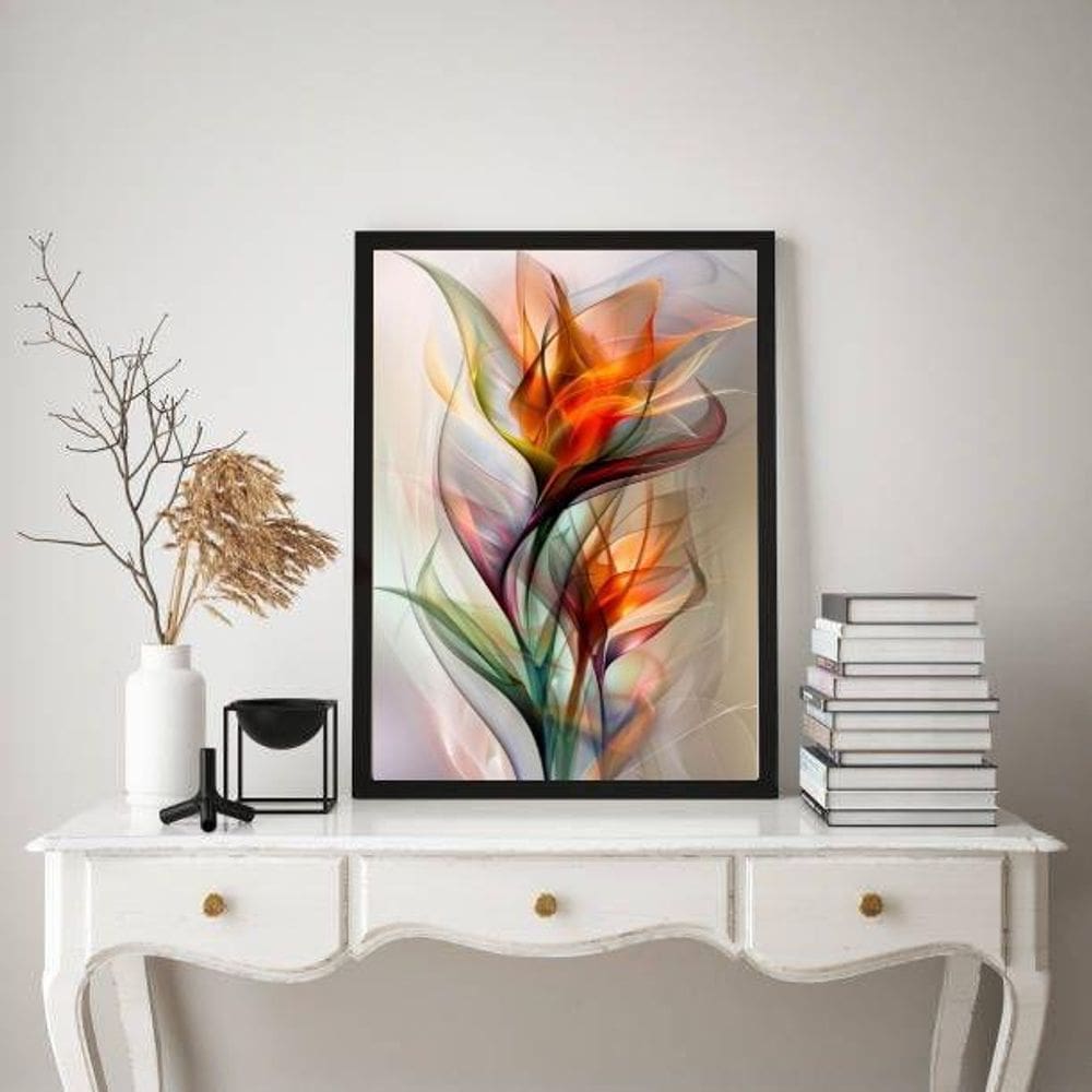 Quadro Flores Elegantes Transparência Colorida 45X34Cm