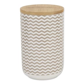Vasilha de guloseimas para animais de estimação Bone Dry Chevron Ceramic com tampa de bambu