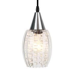 Lustre Pendente Taschibra Cristal Badih PP Canelado E27 Transparente Bivolt Prata