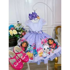 Vestido Infantil Lilás Casa Mágica da Gaby Luxo 1 ano