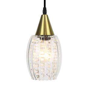 Lustre Pendente Taschibra Cristal Badih PP Canelado E27 Transparente Bivolt Ouro