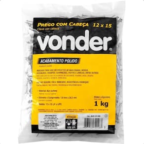 Prego Com Cabeça 12 X 15 Polido 1 Kg Vonder