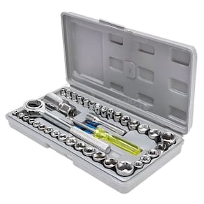 Kit Completo Jogo Chave Catraca Reversível Conjunto De Ferramentas Com 40 Soquetes De 1-4 E 3-8