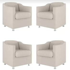 Kit 4 Poltronas Bia Decorativa Reforçada Recepção Clinica Salão Sala De Estar Suede