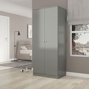 Roupeiro para Solteiro com 2 Portas 75x175cm Cinza 6502 Menu Móveis
