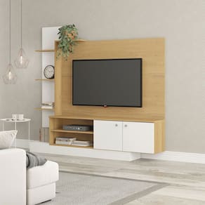 Estante Home TV 55 Polegadas 165x155cm 5 Nichos 2 Portas Carvalho 0633 Menu Móveis