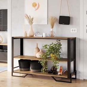 Aparador Industrial para Sala com Laterais Teladas P1021 Preto