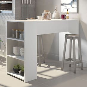 Bancada Ilha para Cozinha 136x93cm MDP Branco Menu Móveis