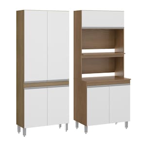 Kit Armário Multiuso para Cozinha Nicho Forno e Microondas Branco Menu Móveis