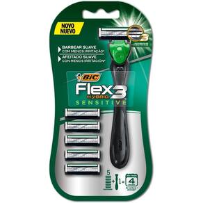 Barbeador Descartável Bic Hybrid Sens. Verde C/5 Refis - Bic