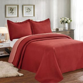 Colcha Cobre Leito King Poliéster Dupla Face 3pcs Vermelho 2