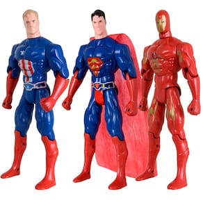 Kit Trio Brinquedos Super Homem Capitão America Homem Ferro