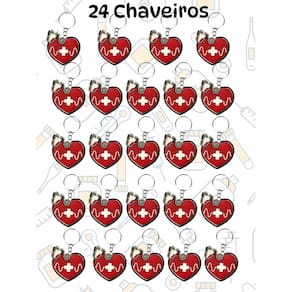 12 ou 24 Chaveiros enfermagem enfermeiro enfermeira chaveiro estetoscópio coração