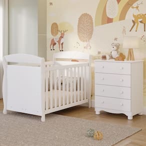 Quarto de Bebê Completo Berço Americano Marquesa 3 Em 1 Gaveteiro Júnior Simples 4 Gavetas 100% MDF