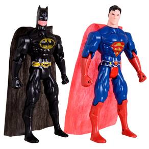Kit Dupla De Heróis Super Homem e Batmam Traje Articuláveis