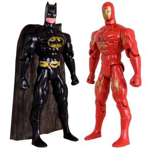 Kit Dupla De Heróis Homem De Ferro Batmam Traje Articuláveis