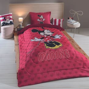 Edredom Cama Solteiro Minnie Romântica 1,60m X 2,40m