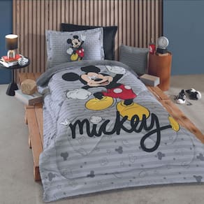 Edredom Cama Solteiro Mickey Divertido Desenhos 1,60m X 2,40m