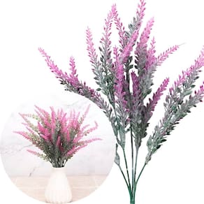 4 Ramos Plantas Lavanda Rosa Artificiais Com 35 Folhas 40cm