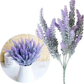 12 Ramos Plantas Lavanda Roxo Artificiais Com 35 Folhas 40cm