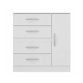 Cômoda para Quarto Pequeno 90x93cm 4 Gavetas 1 Porta MDP Menu Móveis