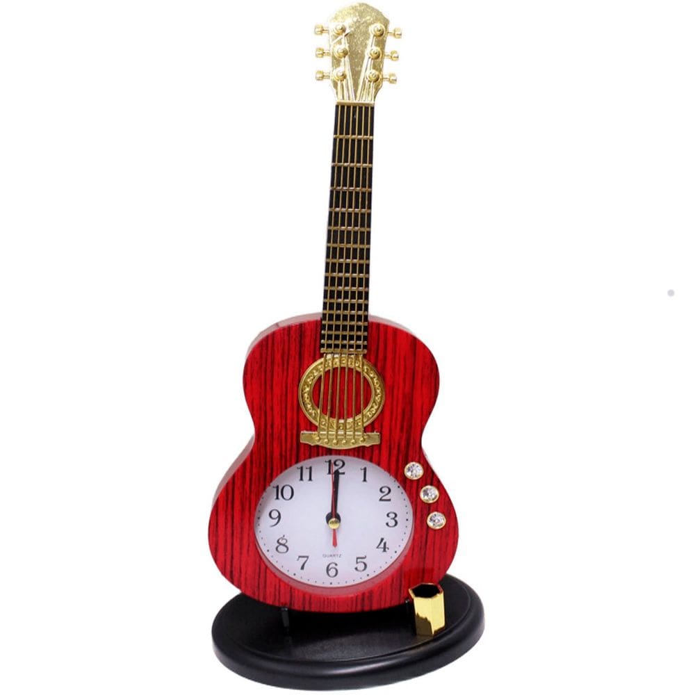 Relógio Estilo Violão Porta Caneta Decoração De Mesa Vintage