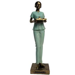Estatueta Decoração Enfermeira Escultura Enfeite Resina 23cm