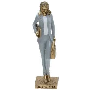 Estatueta Profissão Advogada Escultura Enfeite Resina 23cm